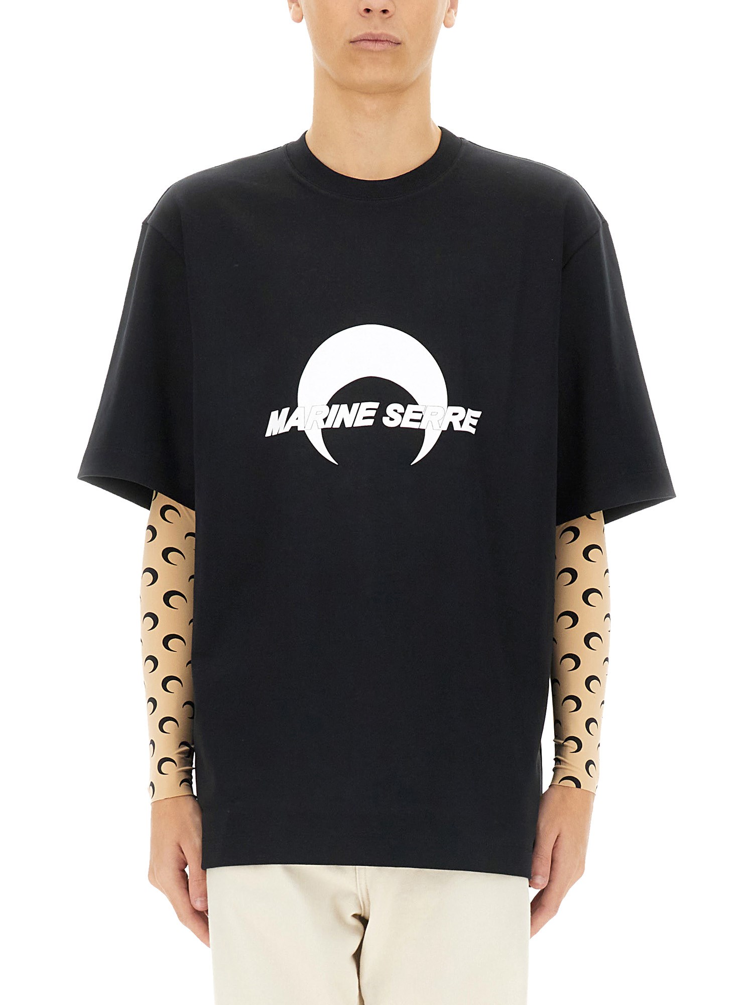Marine Serre Logo-print T-shirt In Black