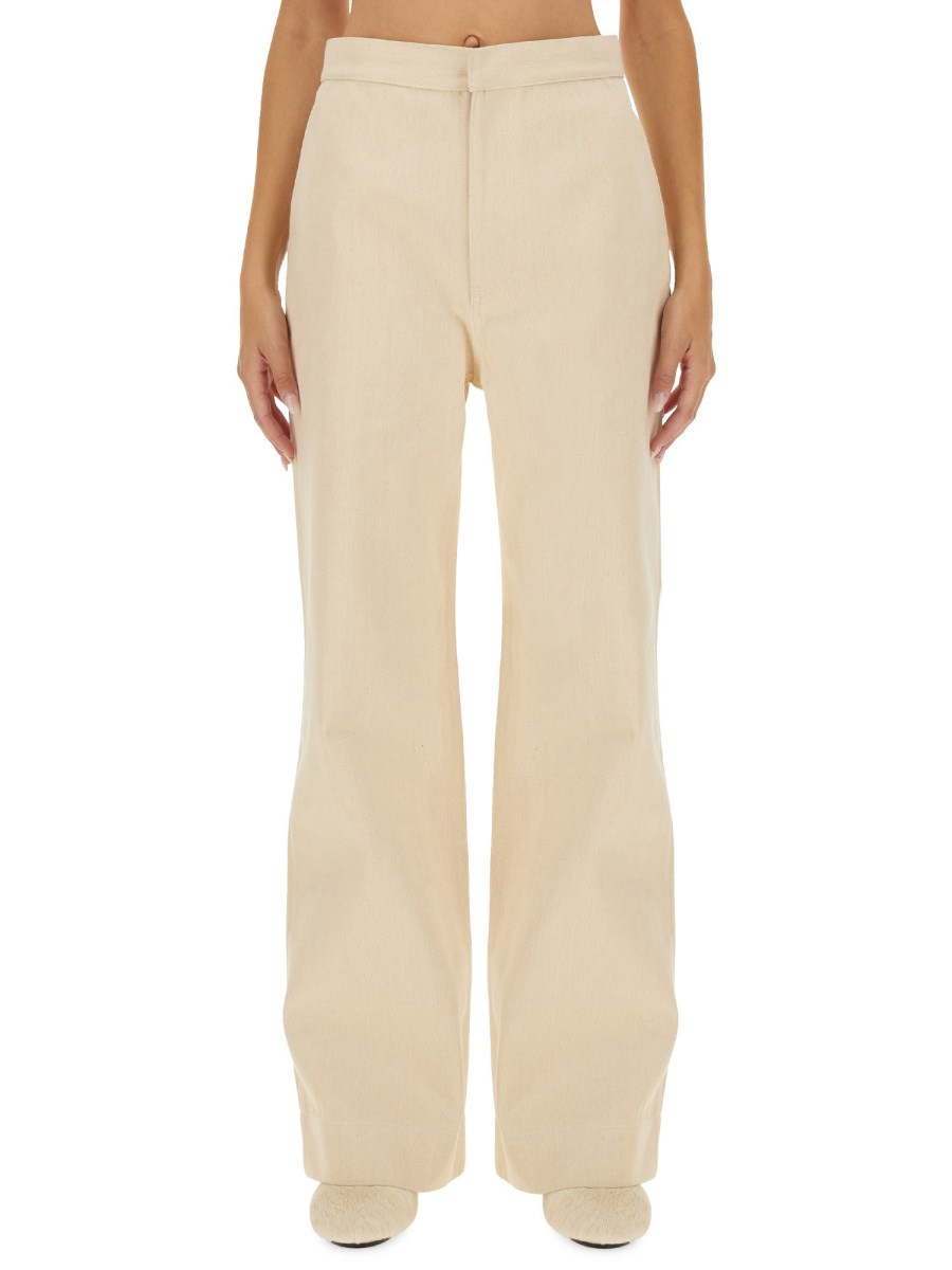 JIL SANDER PANTALONE SVASATO IN TWILL DI COTONE