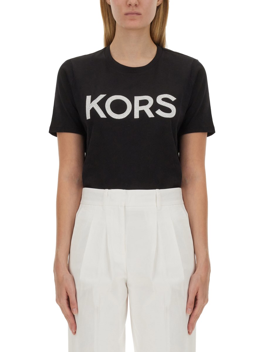 MICHAEL BY MICHAEL KORS T-SHIRT IN JERSEY DI COTONE CON LOGO BORCHIATO