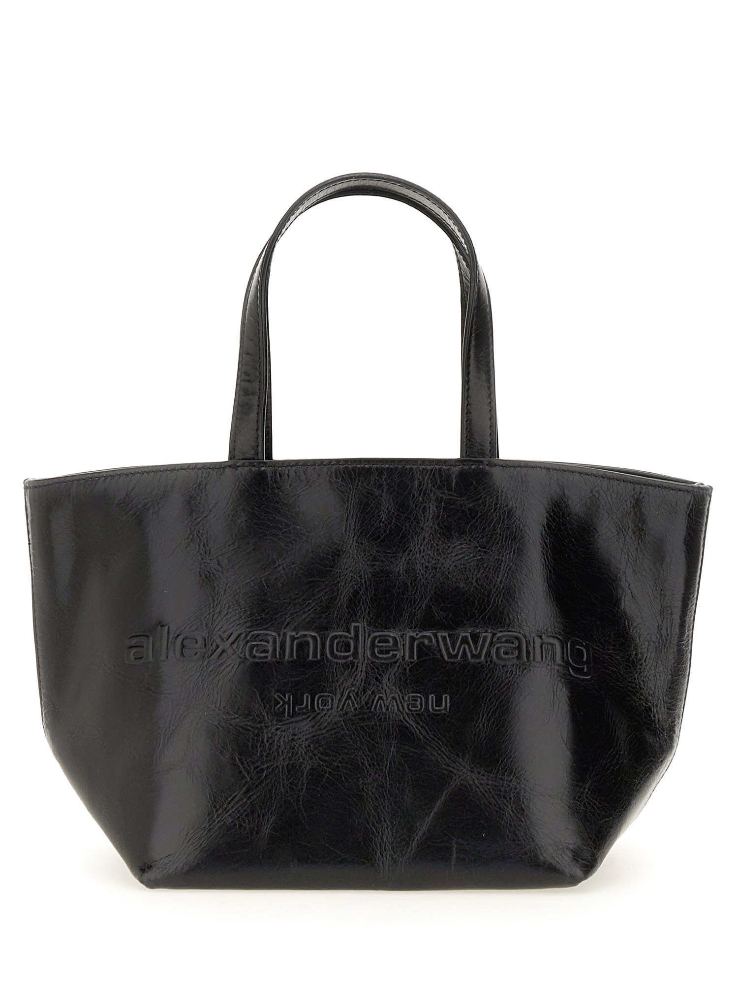 Alexander Wang Punch Logo-embossed Leather Tote Bag In Black