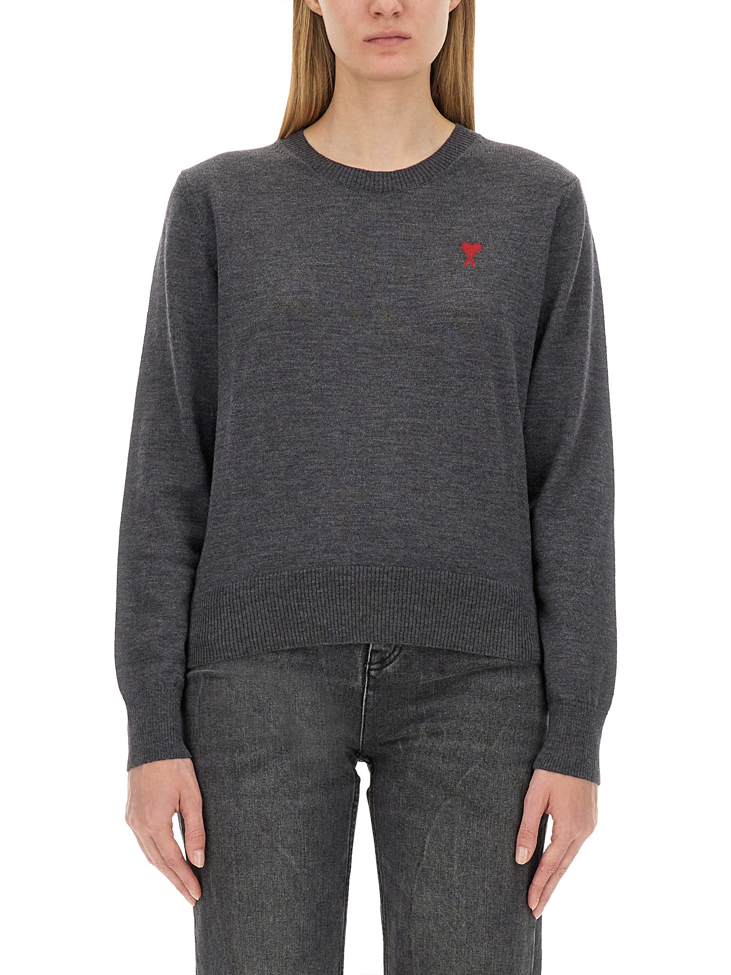 Ami Alexandre Mattiussi Jersey With Logo In Grey