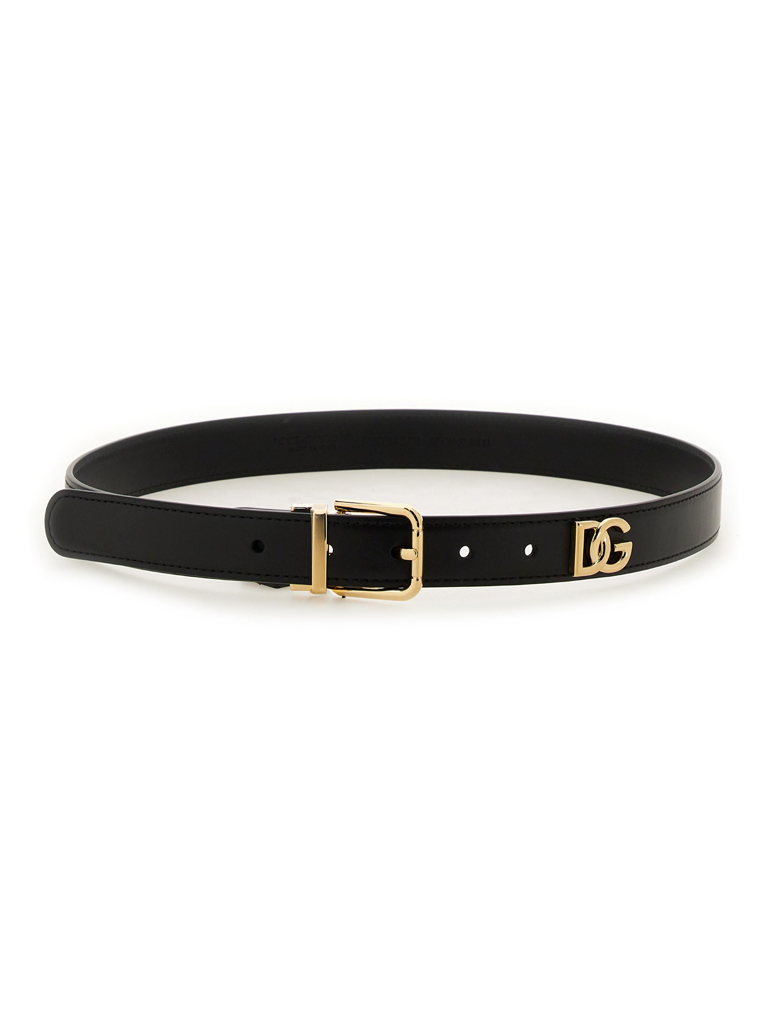 Dolce & Gabbana Smooth Leather Dg Belt With 8 In Black
