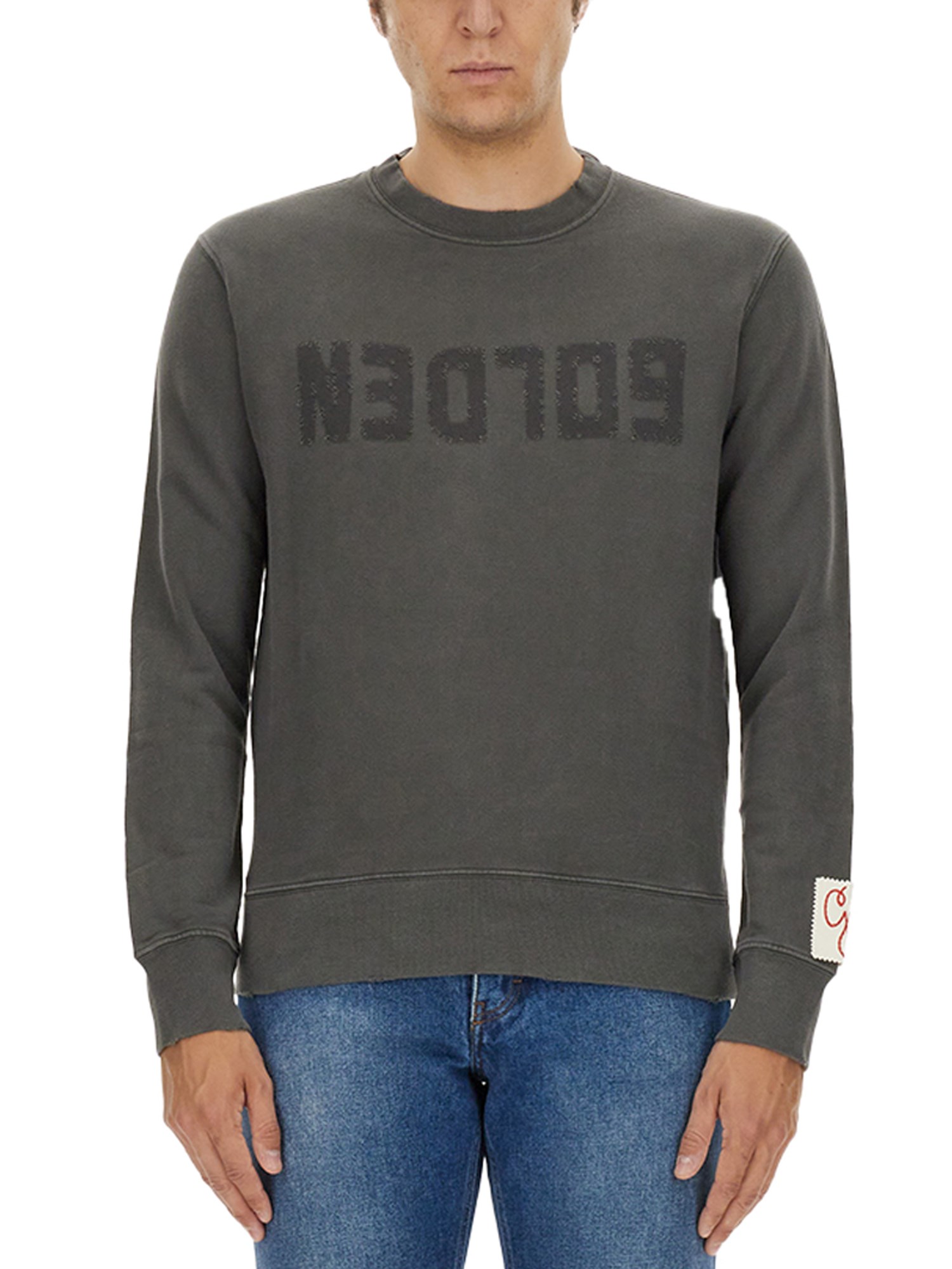 Shop Golden Goose Sweatshirt With Logo In Grey