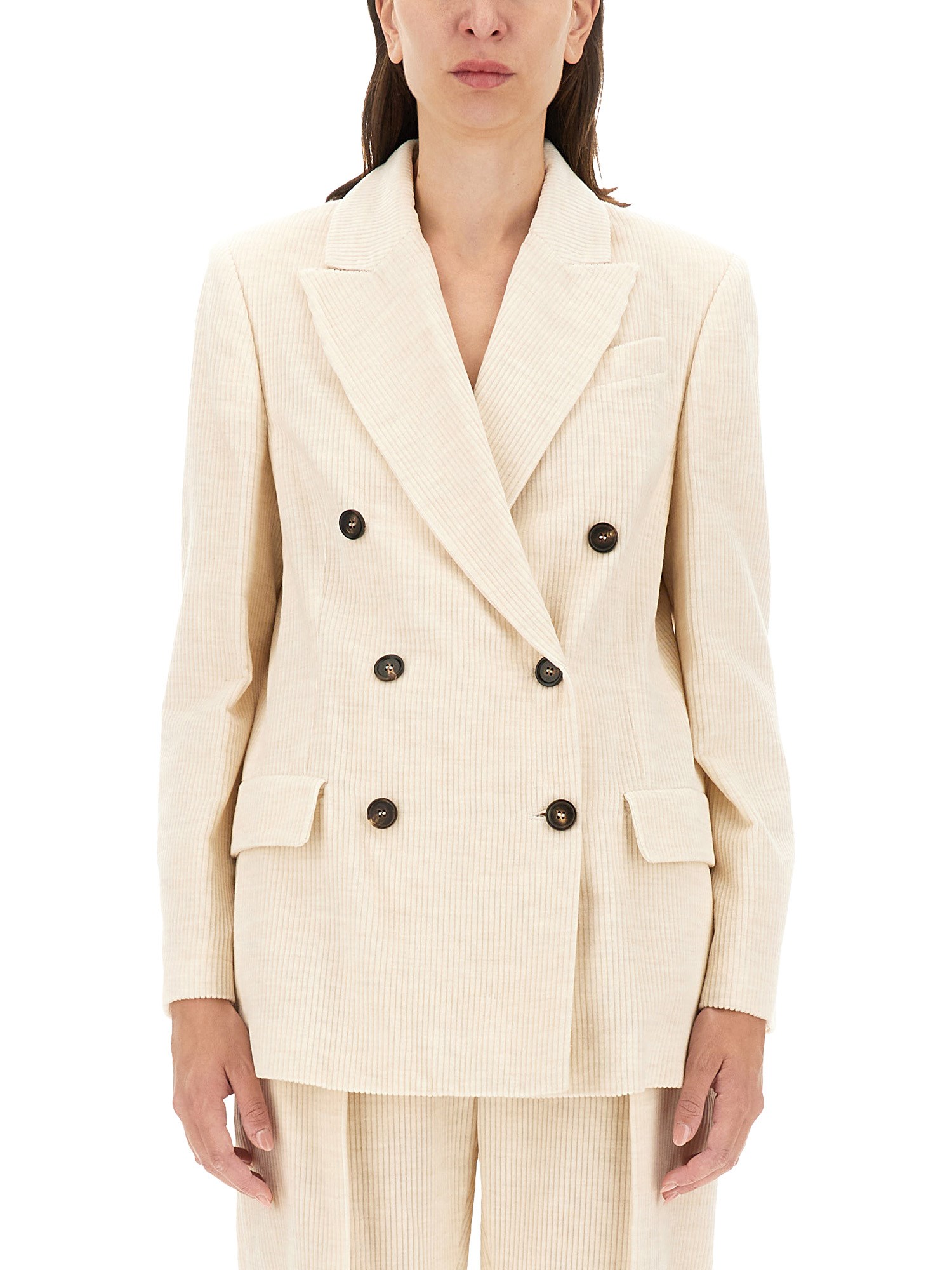 Brunello Cucinelli Double-breasted Blazer Blazer And Suits White In Ivory