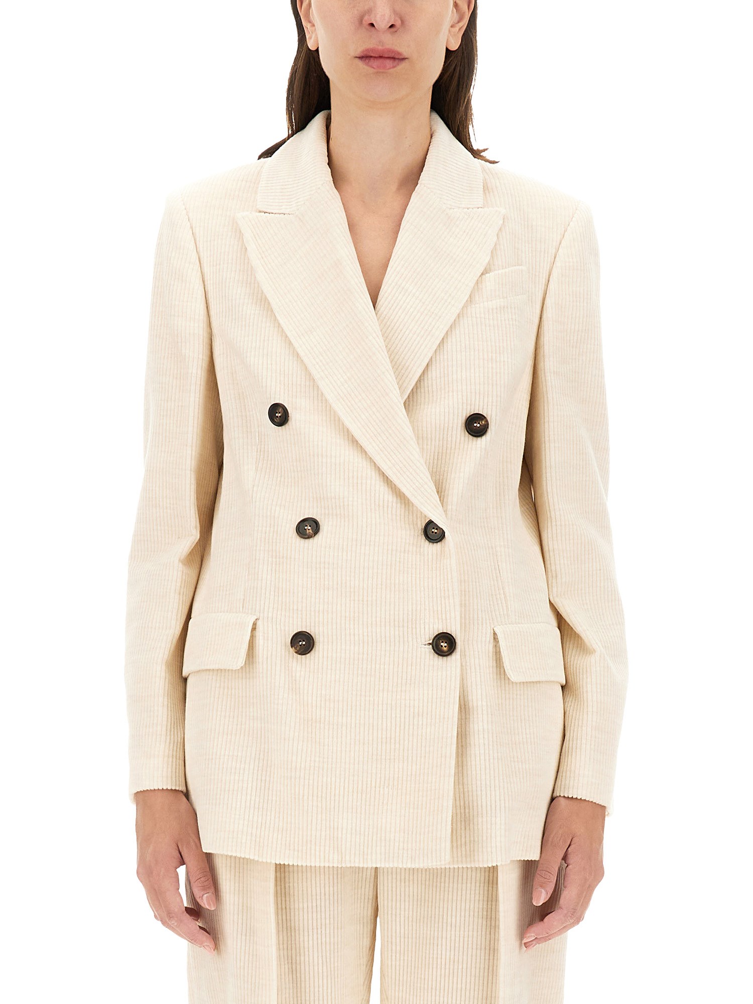 Shop Brunello Cucinelli Double-breasted Jacket In Ivory