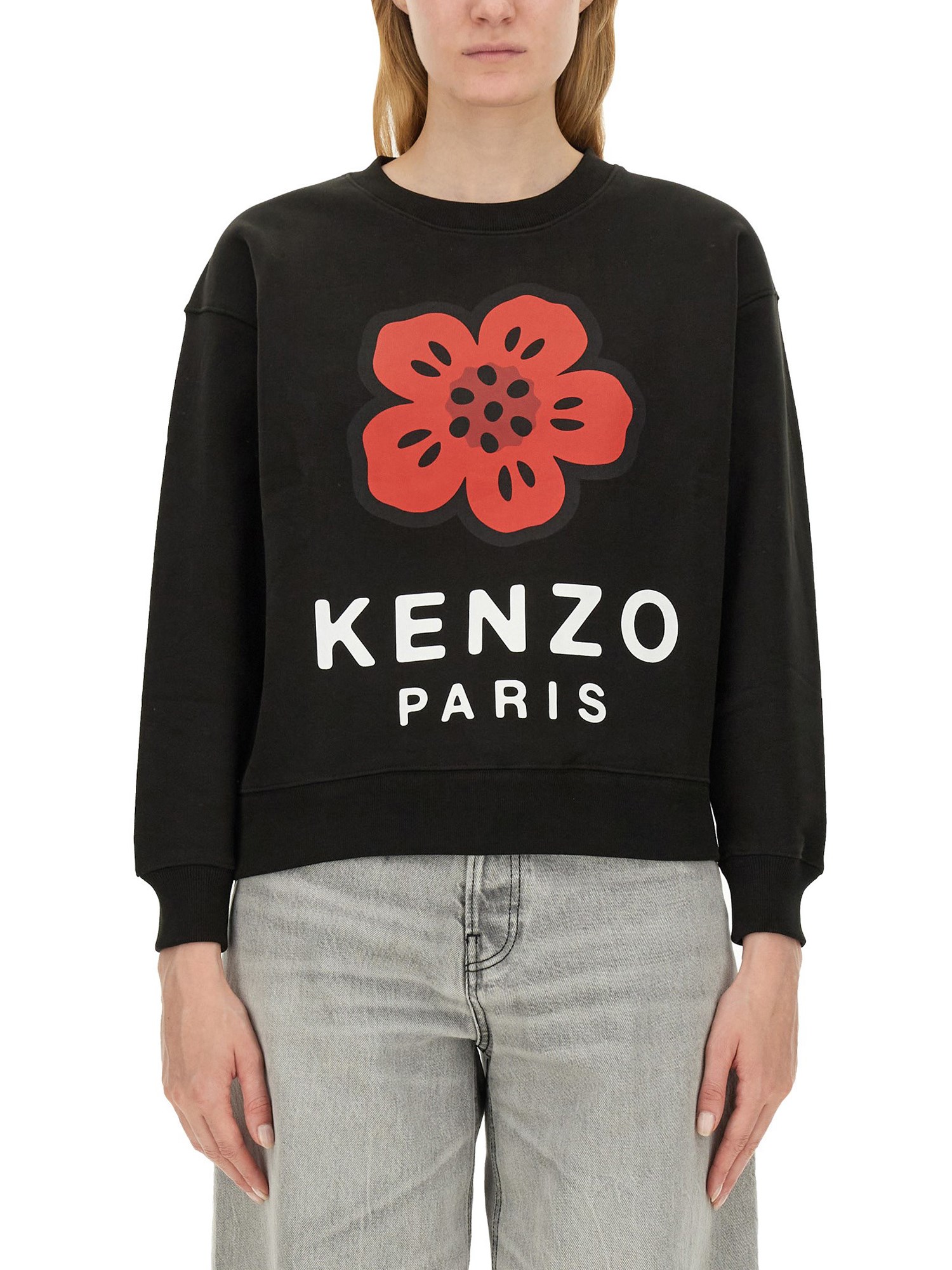 Kenzo Black Cotton Boke Flower Sweatshirt In Black