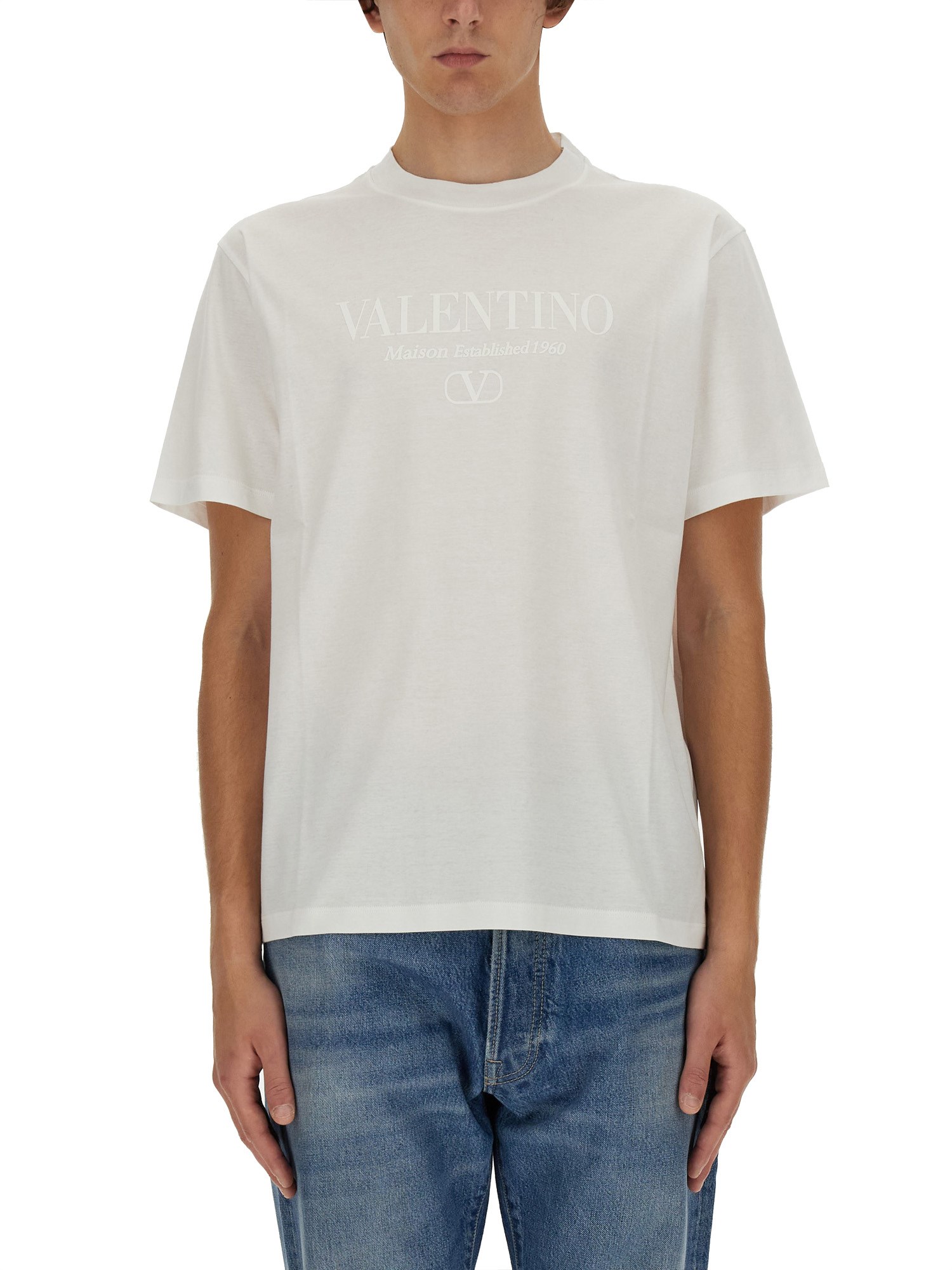 Shop Valentino Jersey T-shirt In White