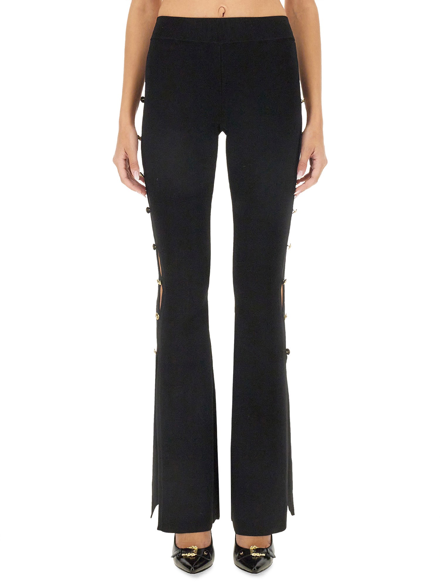 Shop Versace Jeans Couture Cut Out Pants In Black