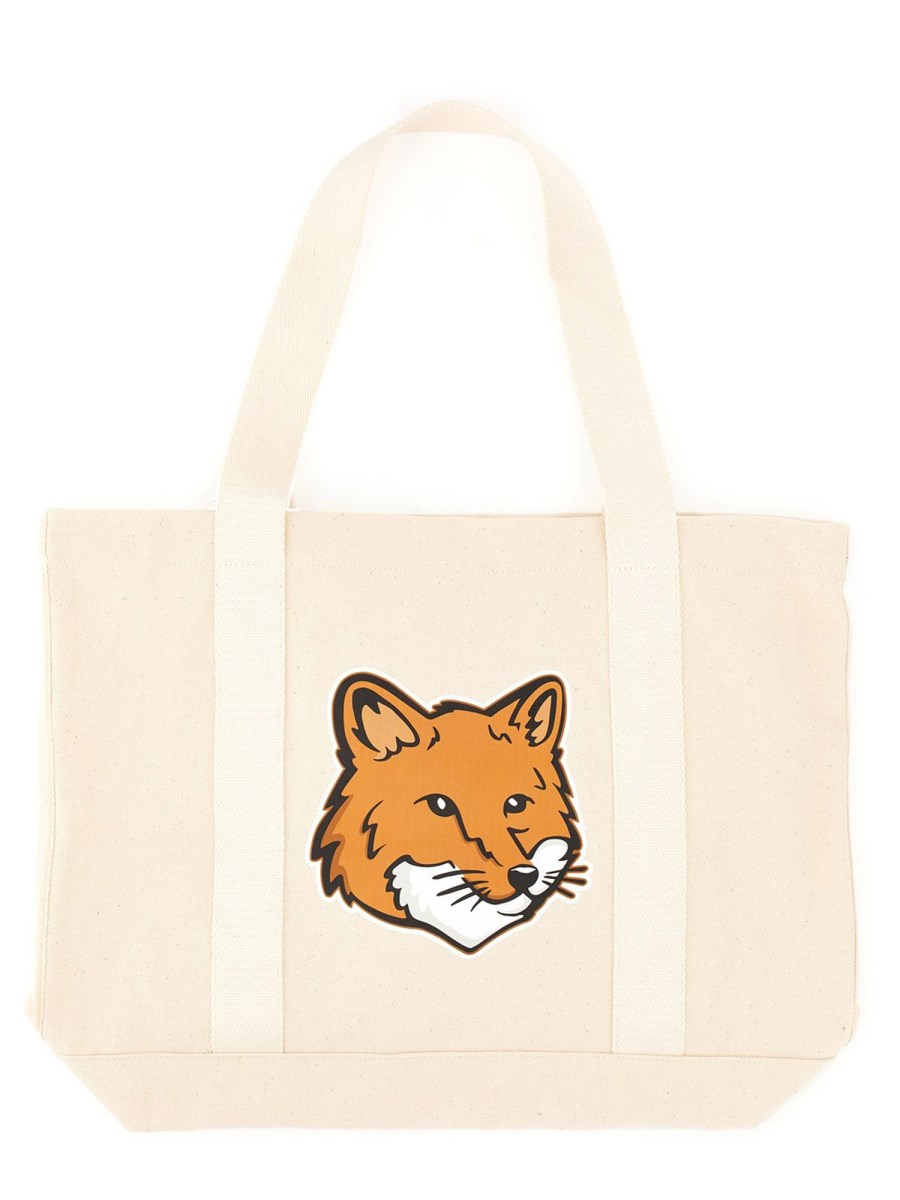 MAISON KITSUNÉ BORSA IN TELA DI COTONE CON STAMPA FOX HEAD