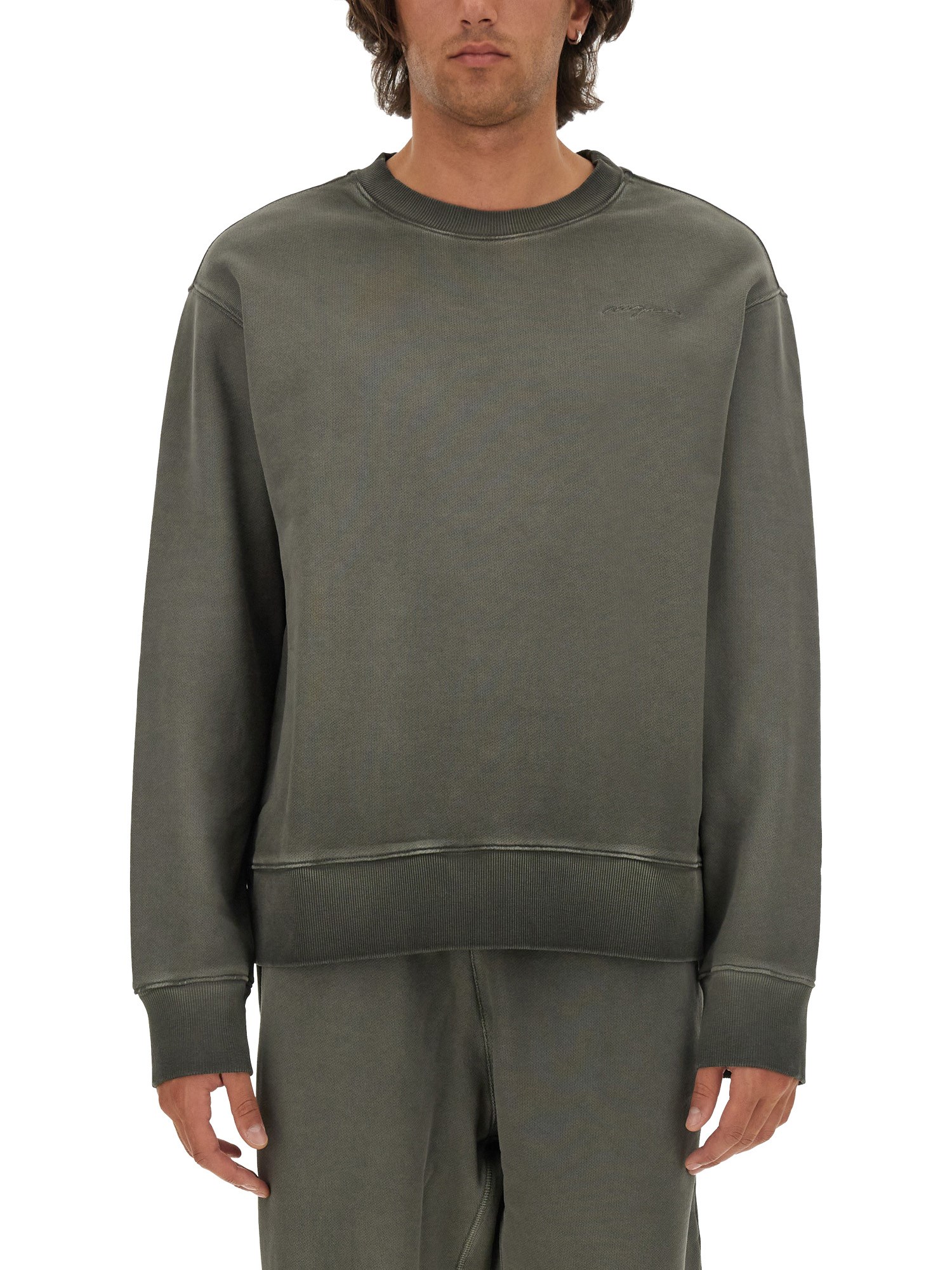 Msgm Washed Out Jersey Sweatshirt In Grey