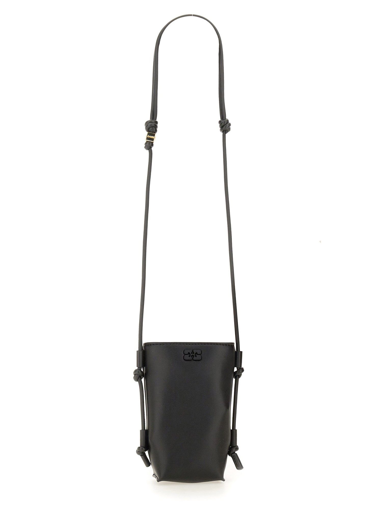 Shop Ganni Shoulder Bag With Logo In Black