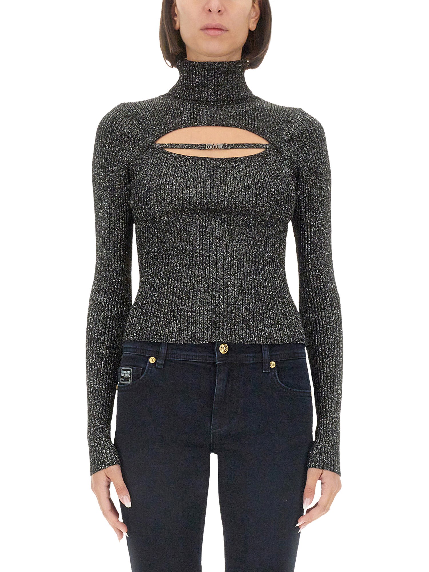 Versace Jeans Couture Lurex Jersey In Black