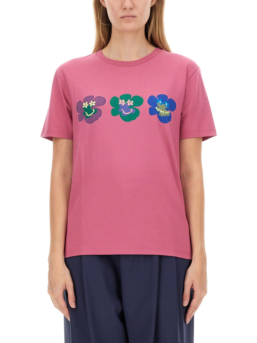 PS BY PAUL SMITH T-SHIRT TRIO FLOWER IN JERSEY DI COTONE