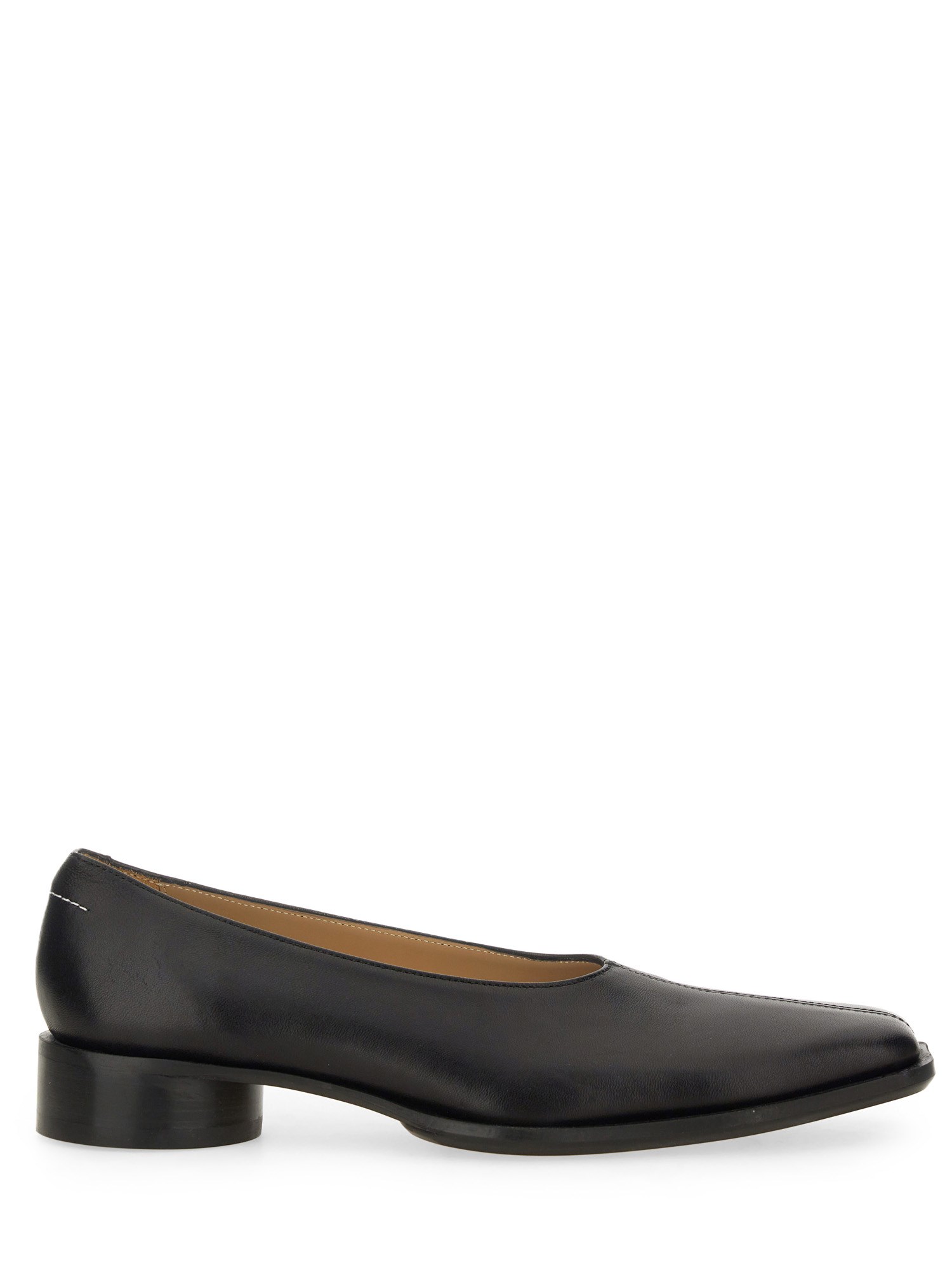 Shop Mm6 Maison Margiela Leather Ballerina In Black