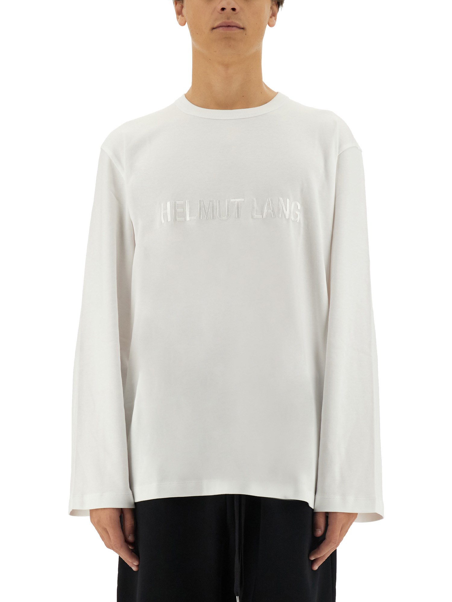 Helmut Lang Men's Logo Longsleeve T Shirt White In White