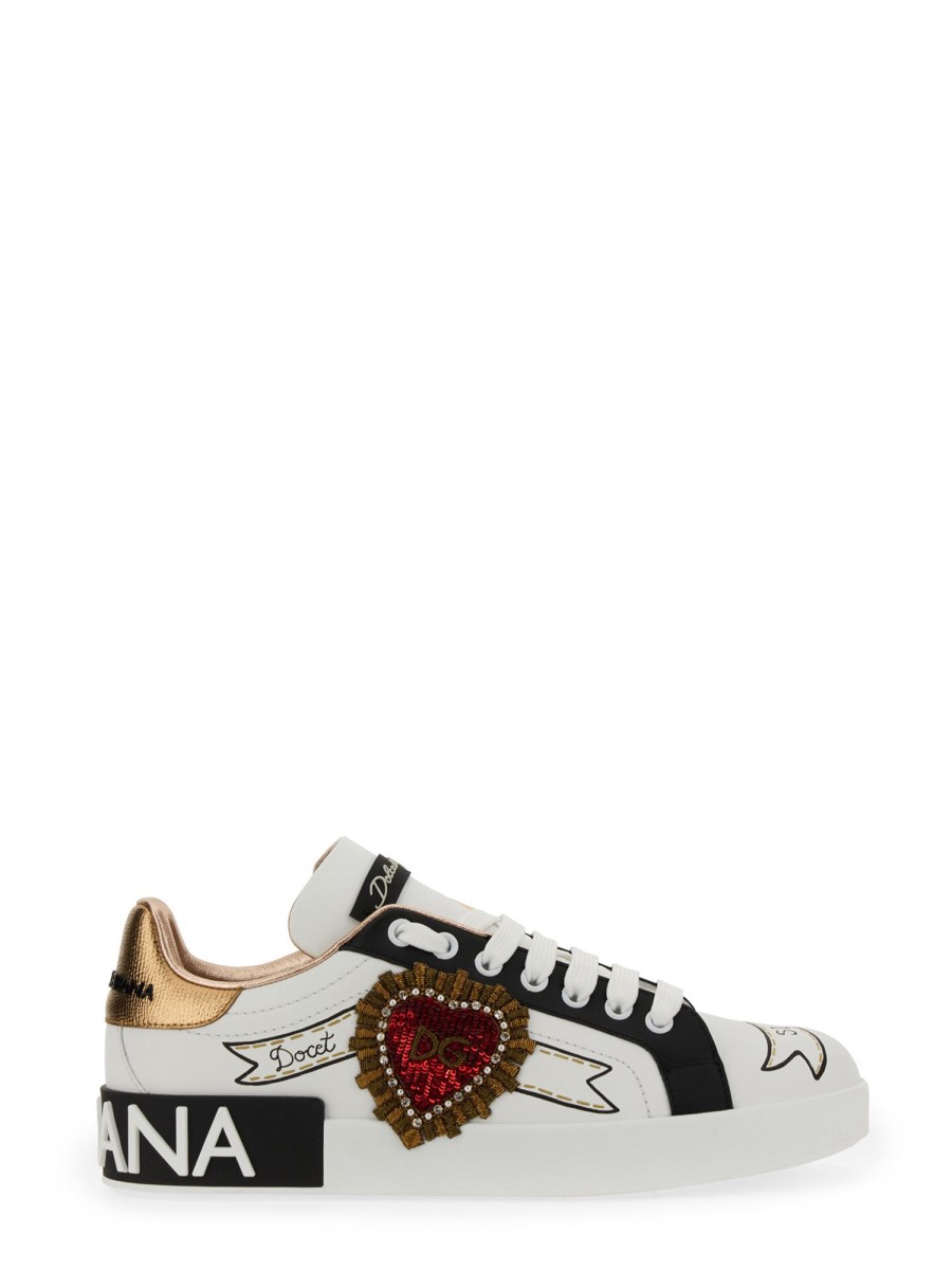 DOLCE & GABBANA SNEAKER PORTOFINO IN PELLE CON RICAMO