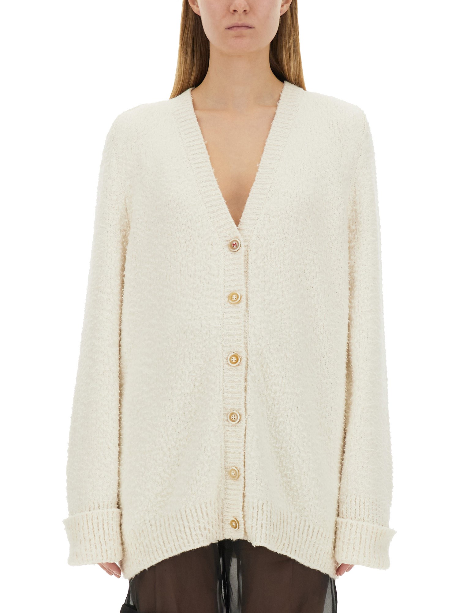 Shop Maison Margiela Oversized Cardigan In White