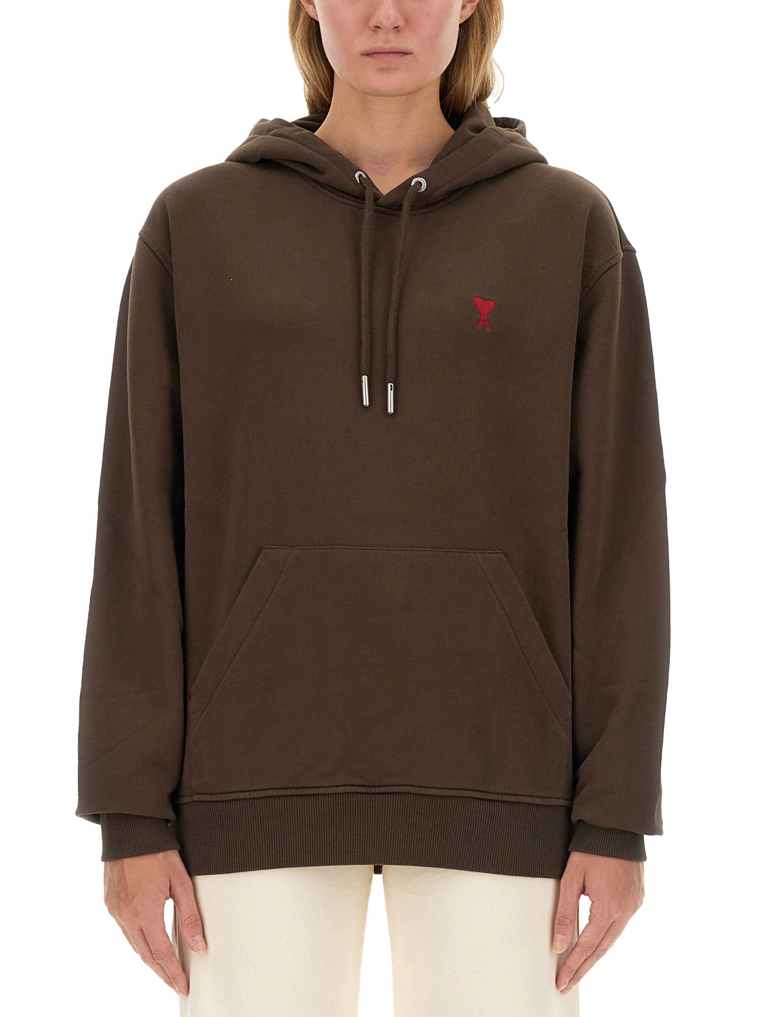 Shop Ami Alexandre Mattiussi Sweatshirt With Logo In Brown