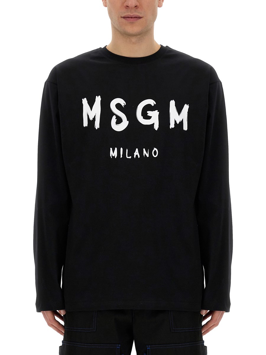 MSGM T-SHIRT IN COTONE CON LOGO PENNELLATO