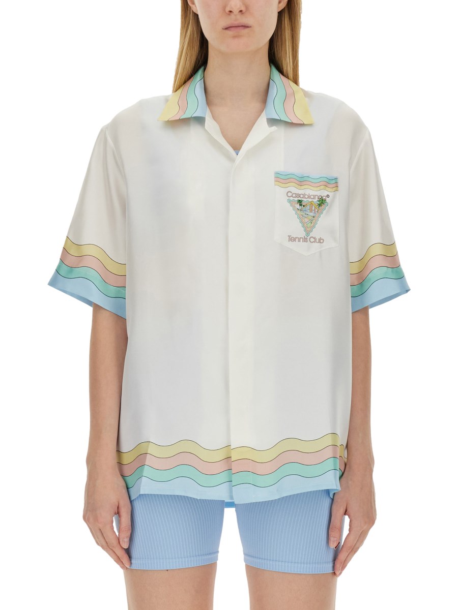 CASABLANCA CAMICIA IN SETA CON LOGO