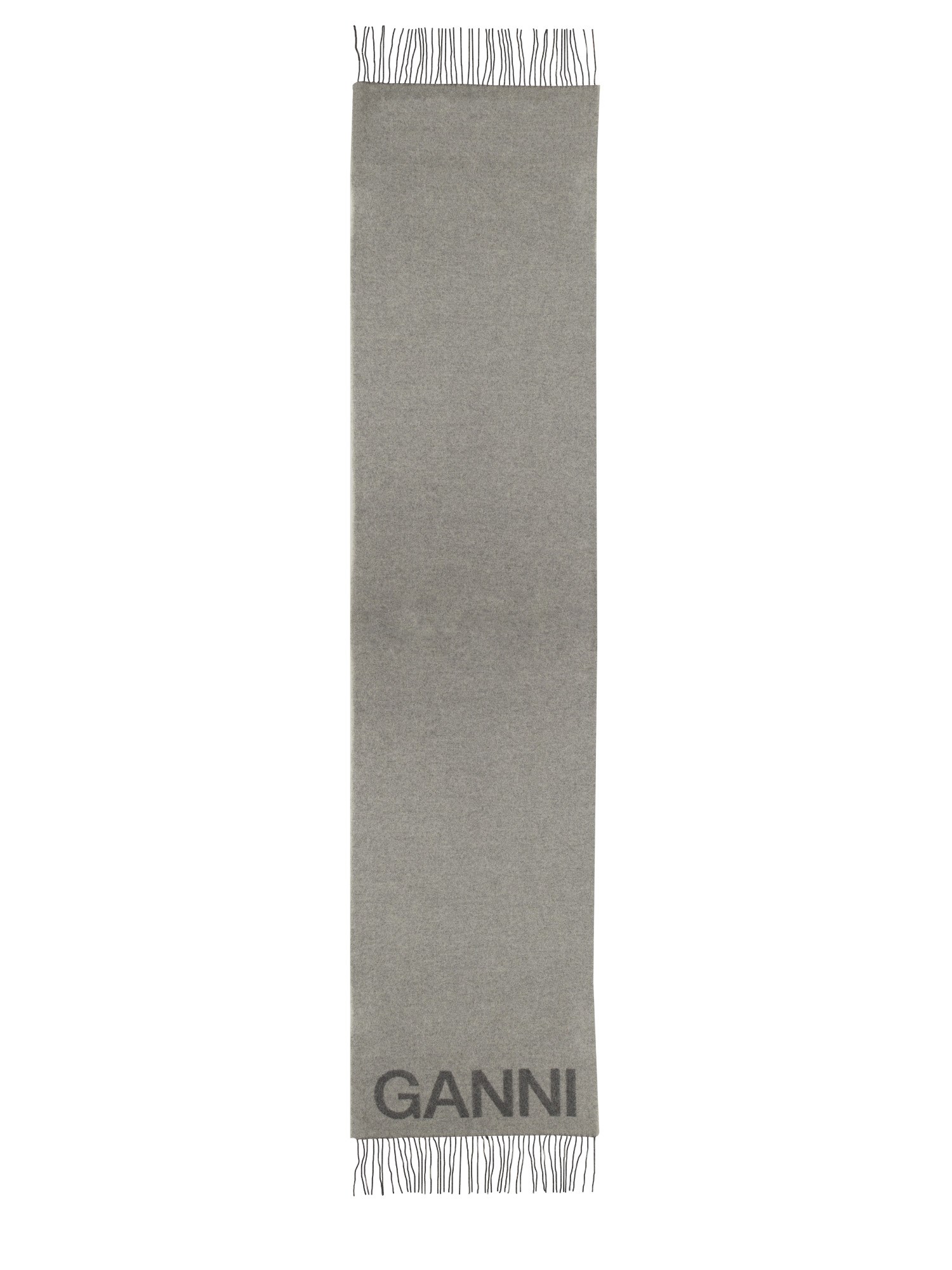 Shop Ganni Scarf With Logo In Grey