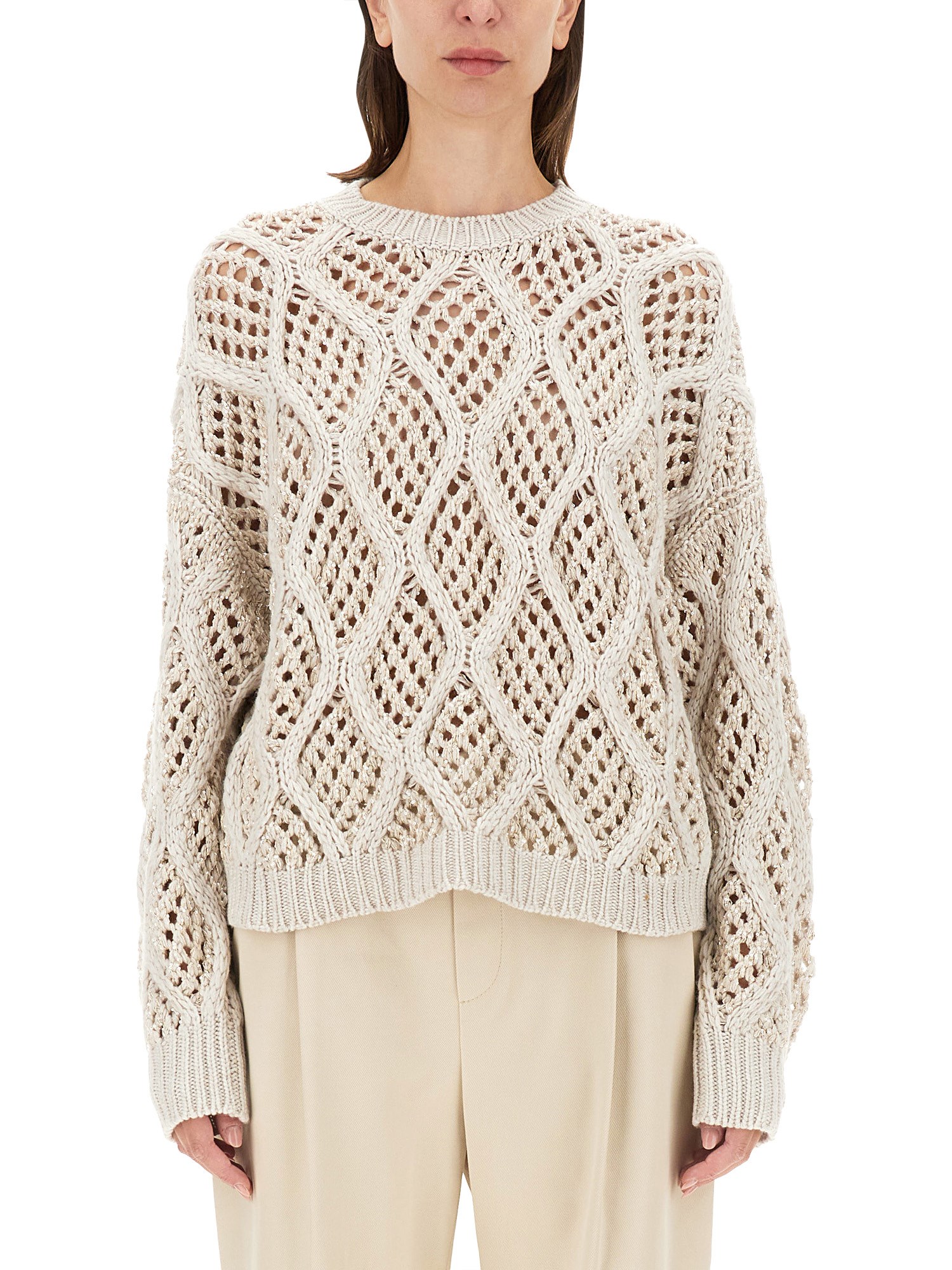 Shop Brunello Cucinelli Cashmere Sweater In Beige