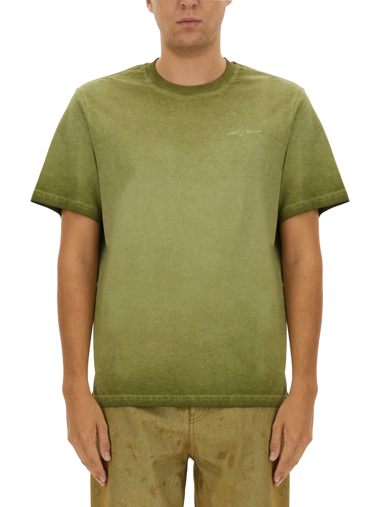 Shop Msgm T-shirt With Logo In Green