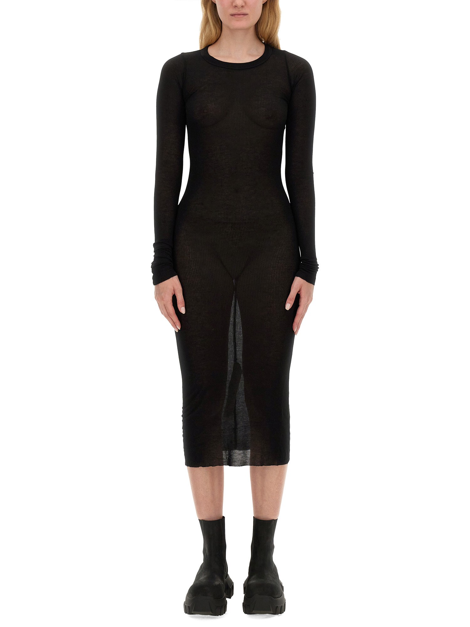 Shop Rick Owens Viscose Dress In Black