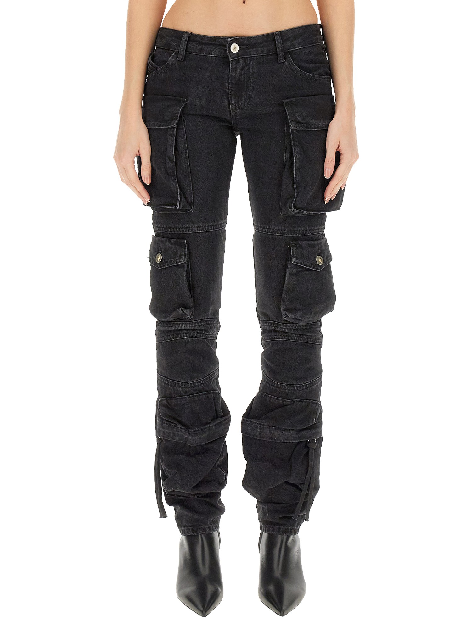 Attico Essie Flared Cargo Pants In Black