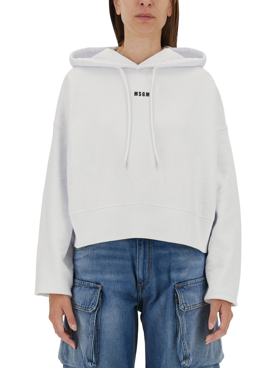 MSGM FELPA IN COTONE CON MICRO LOGO