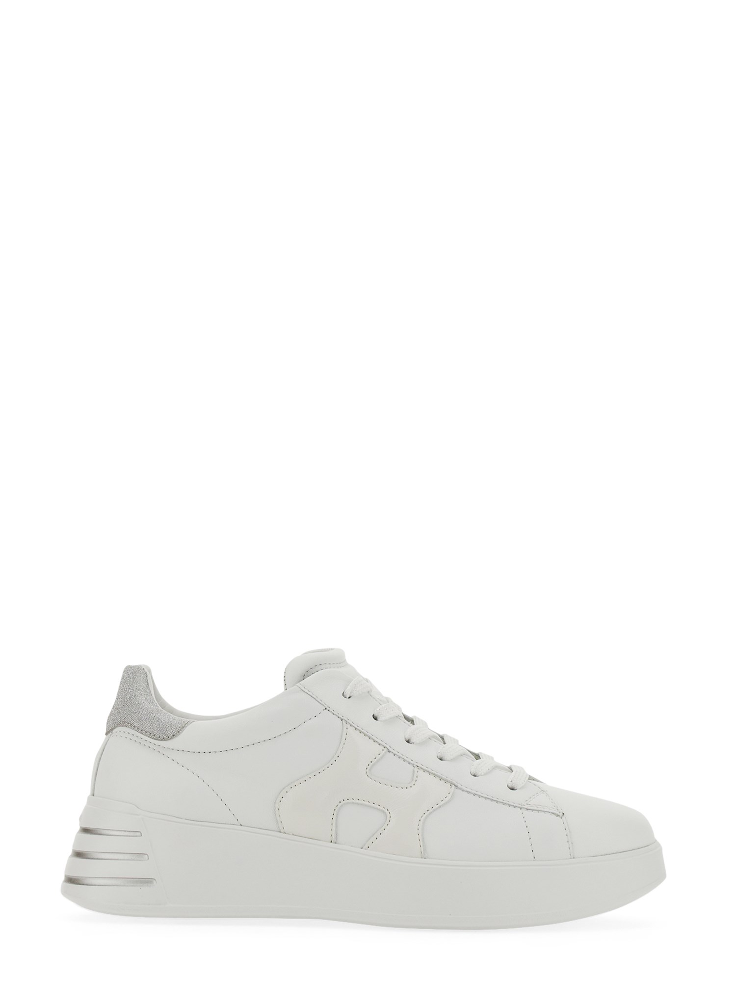 Hogan Leather Sneakers With Glittered Patch In White