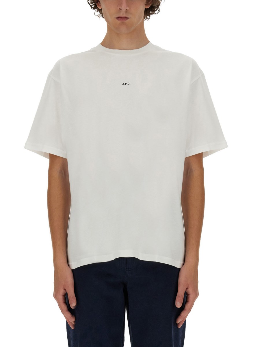 A.P.C. T-SHIRT IN JERSEY DI COTONE CON STAMPA MICRO LOGO