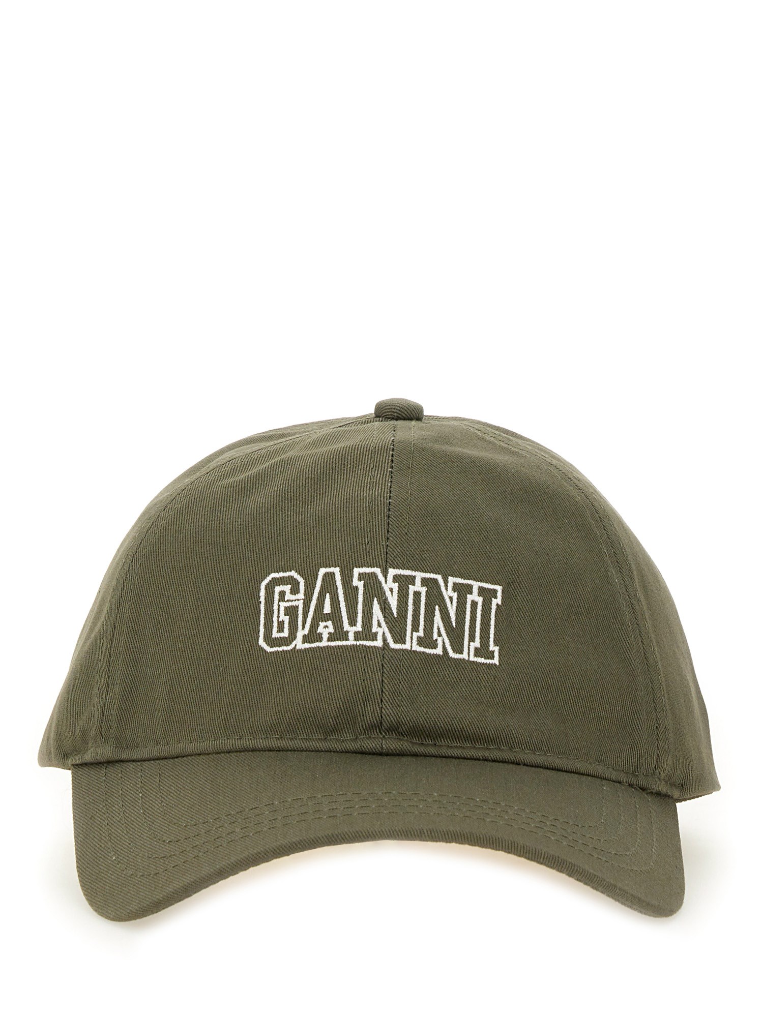 Ganni Baseball Cap In Green