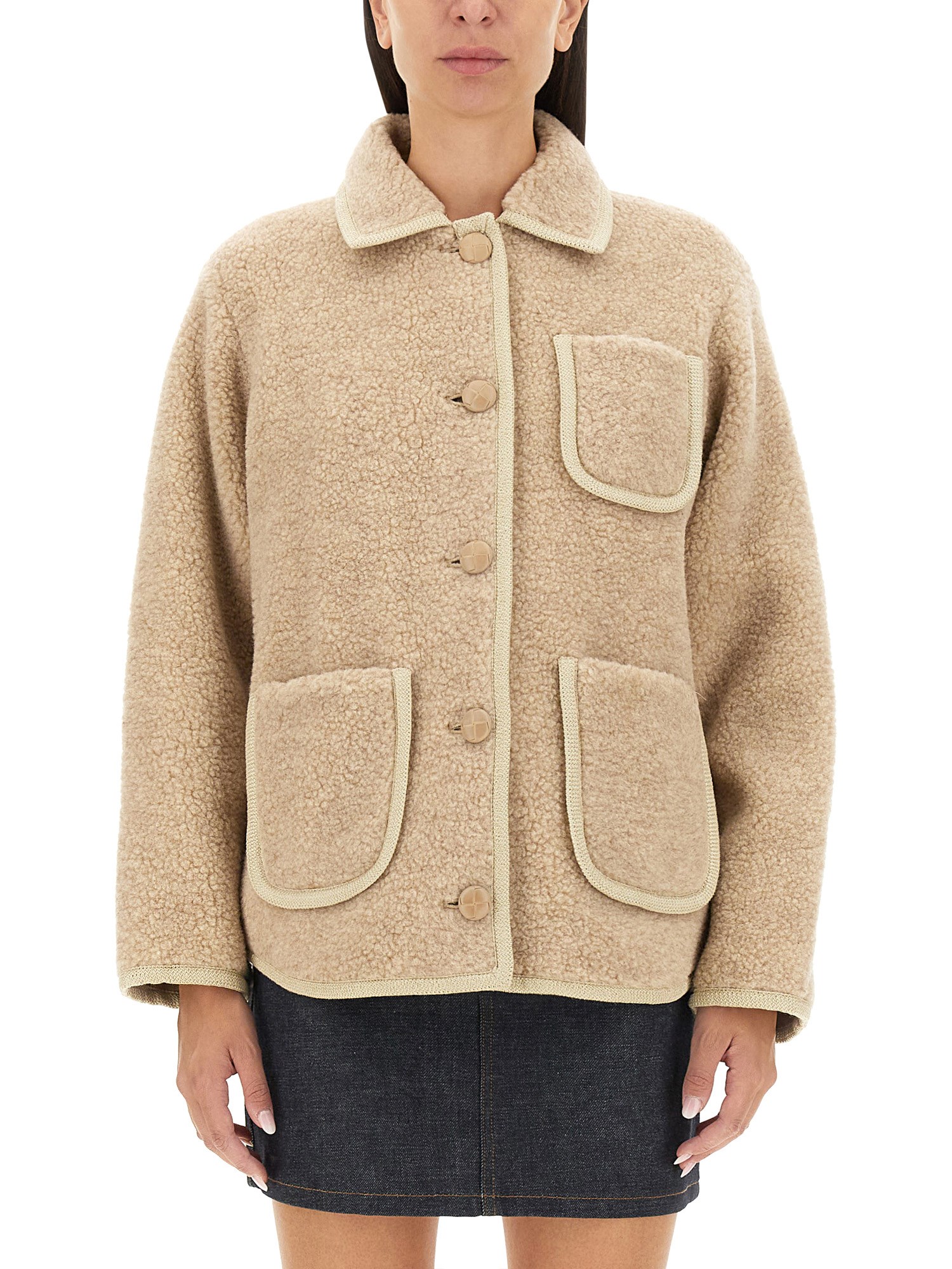 Shop Apc A. P.c. Jacket "esther" In Beige