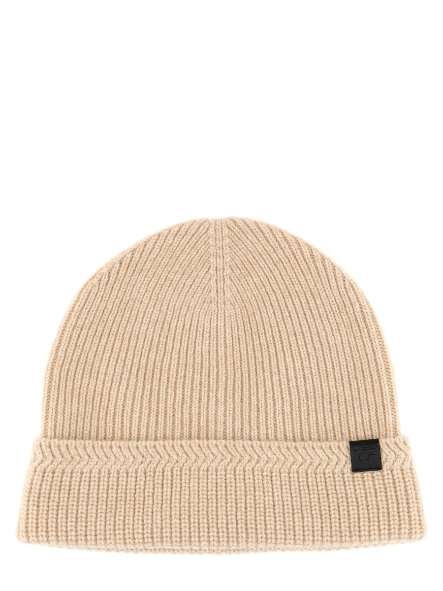 TOM FORD CAPPELLO BEANIE IN CASHMERE CON LOGO