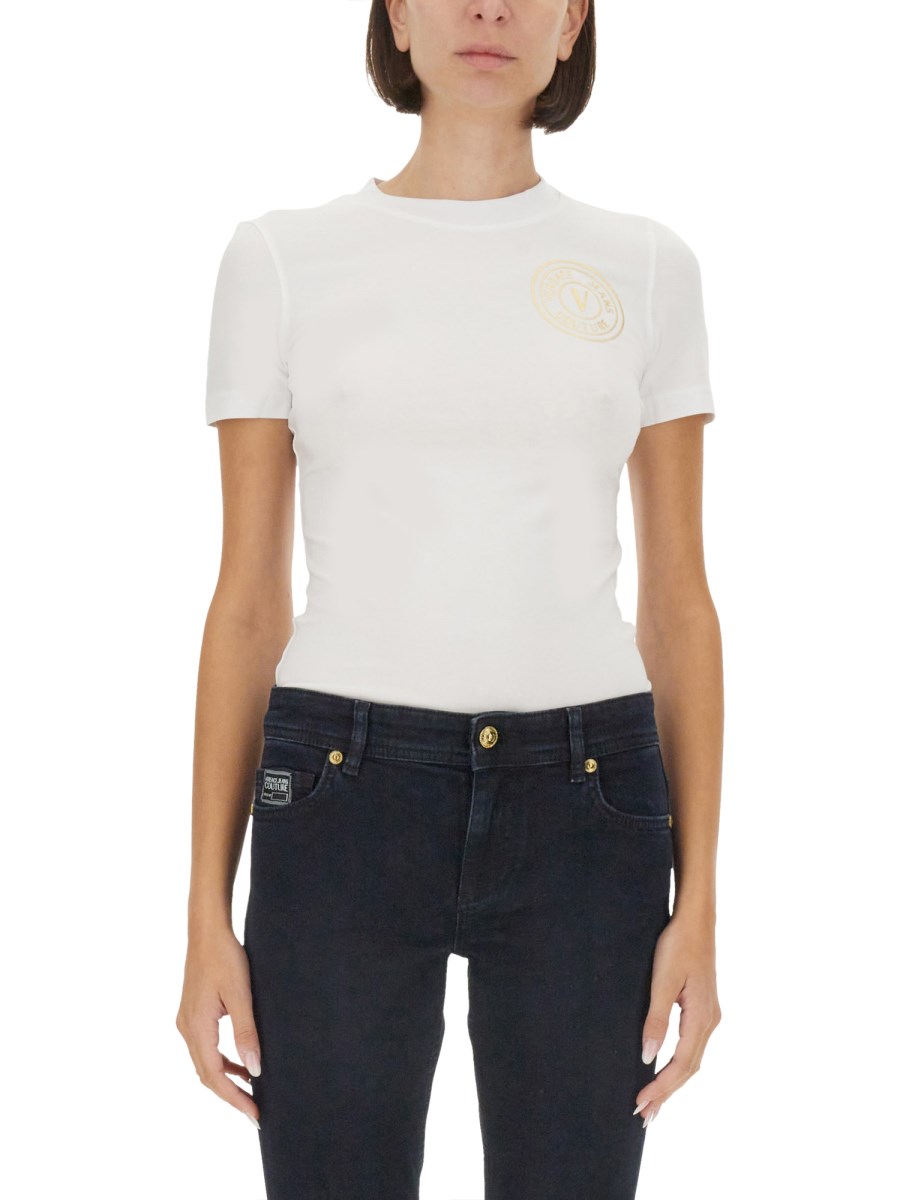 VERSACE JEANS COUTURE T-SHIRT IN JERSEY DI COTONE CON LOGO