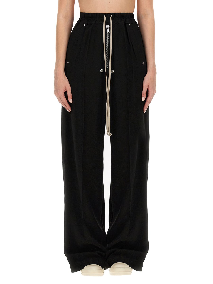 RICK OWENS PANTALONE WIDE LEG IN MISTO VISCOSA