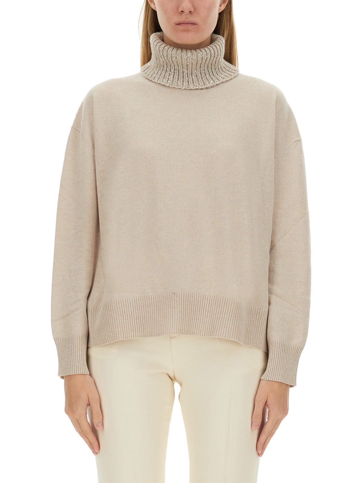 Shop Fabiana Filippi Wool Sweater In Ivory