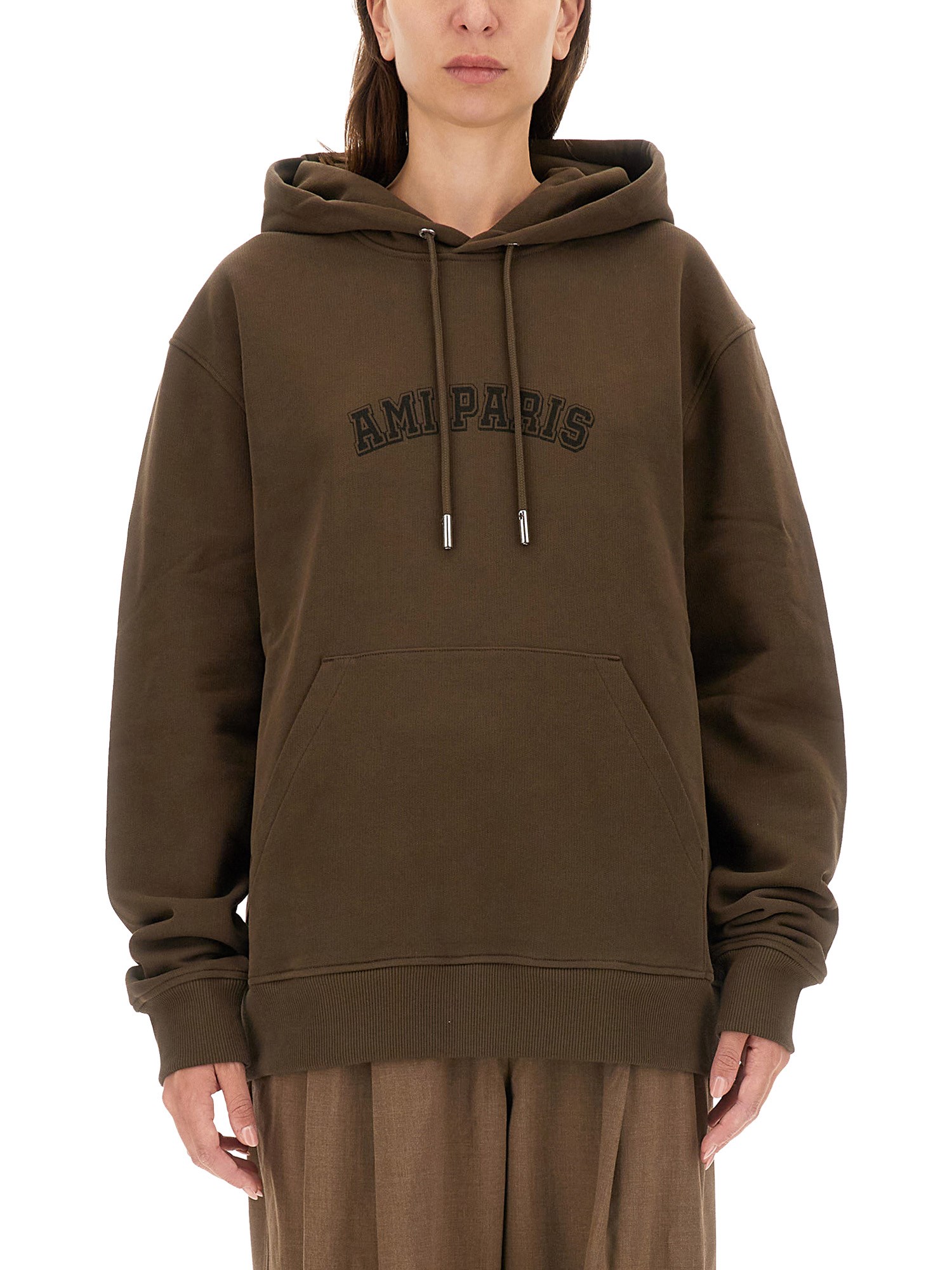 Shop Ami Alexandre Mattiussi Sweatshirt With Logo In Brown