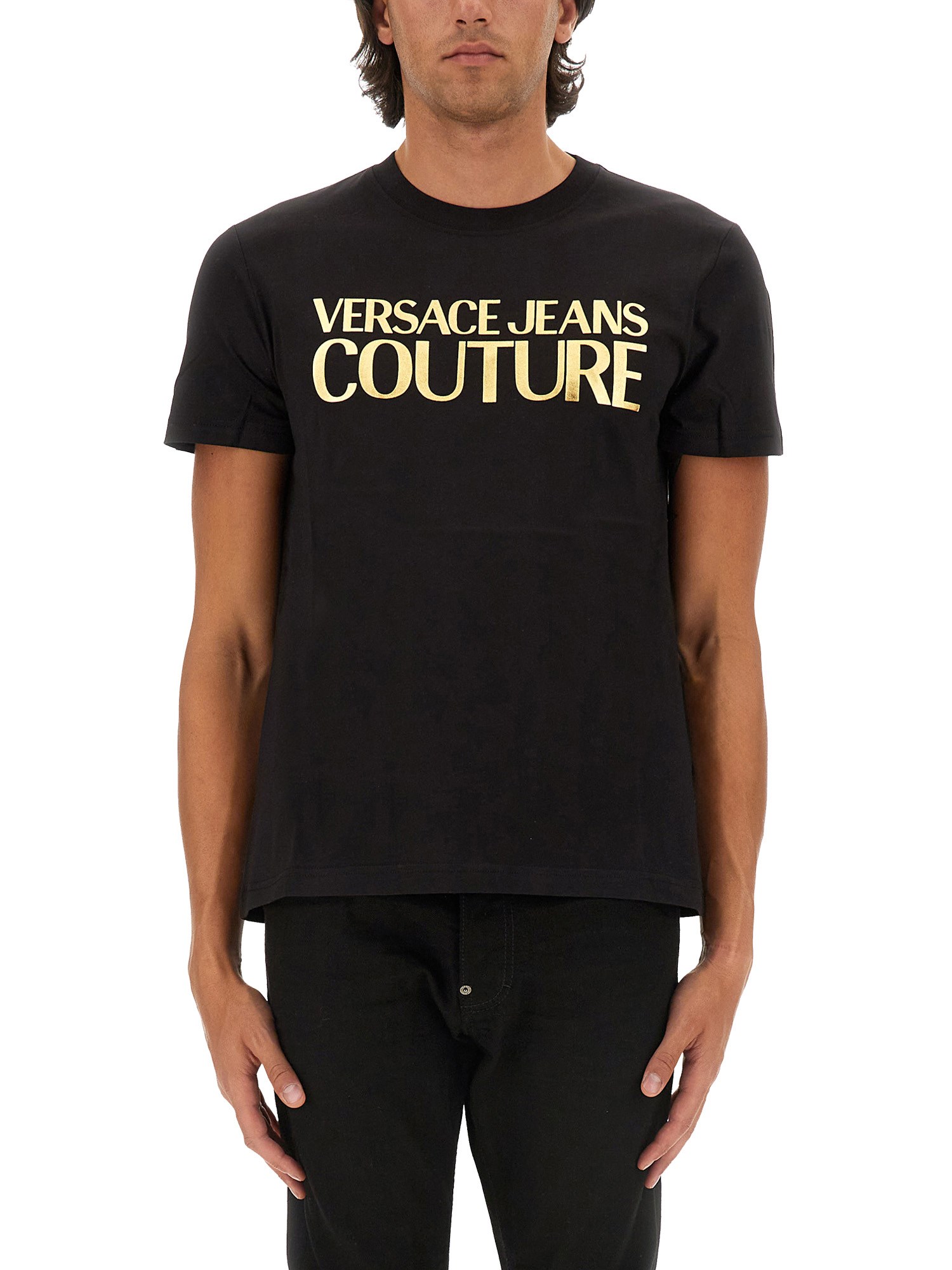 Shop Versace Jeans Couture T-shirt With Logo In Black