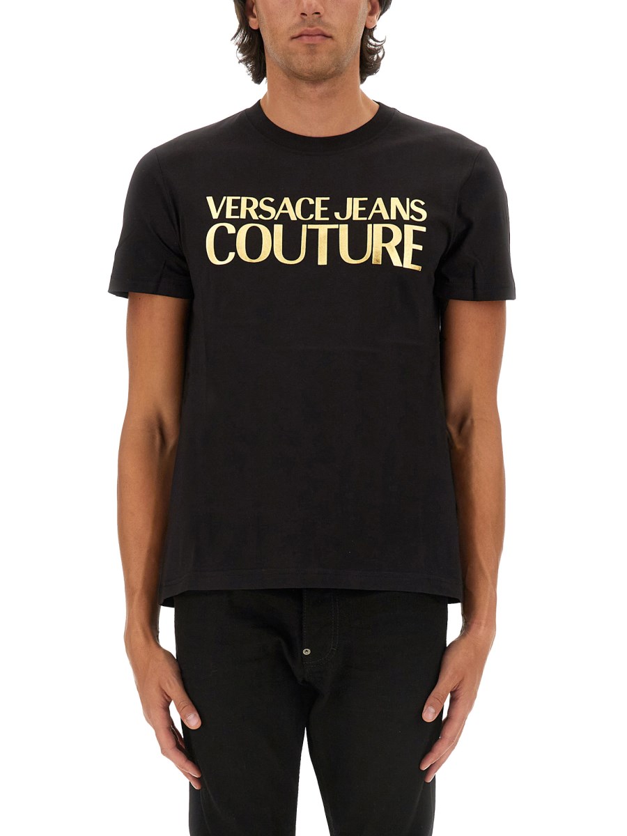 VERSACE JEANS COUTURE T-SHIRT IN JERSEY DI COTONE CON LOGO