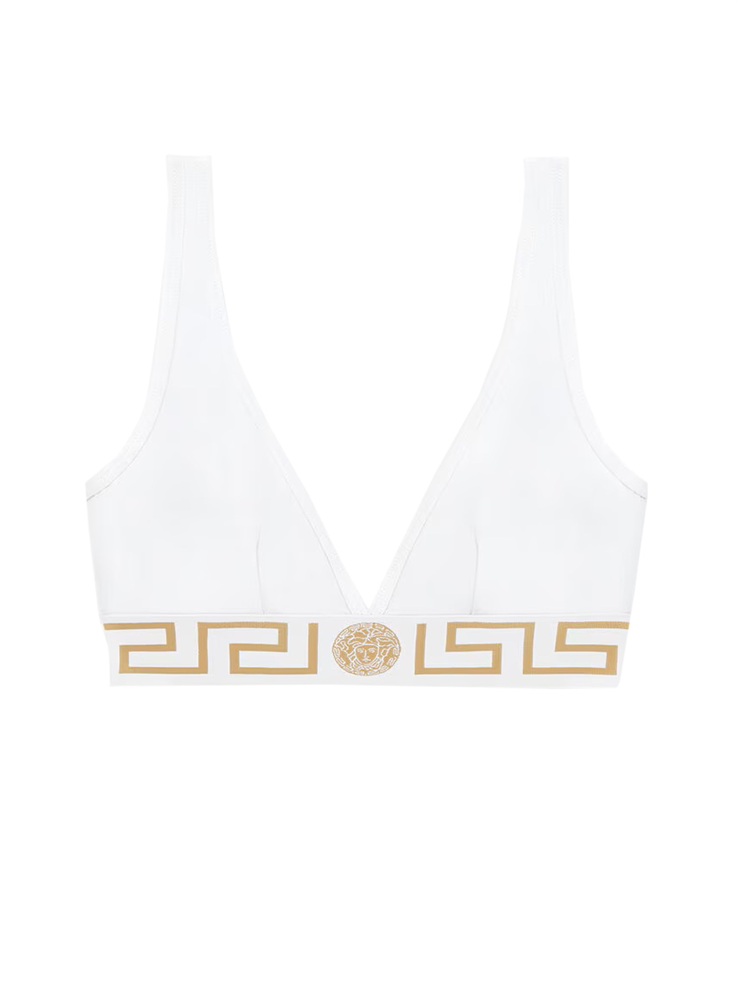 Versace Cotton Topeka Underwire Free Bra With Golden-effect Monogram In White