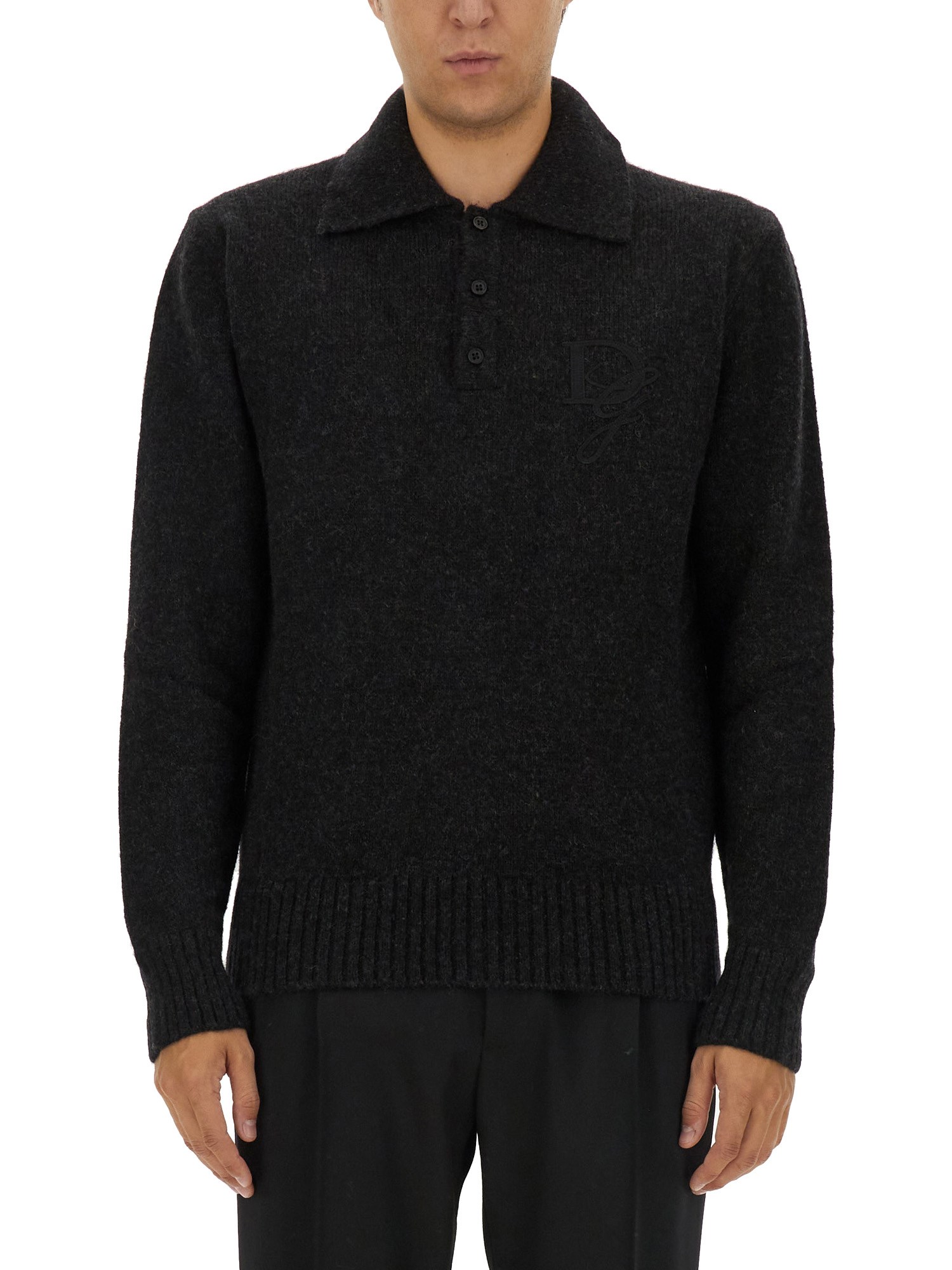 Shop Dolce & Gabbana Wool Polo. In Black