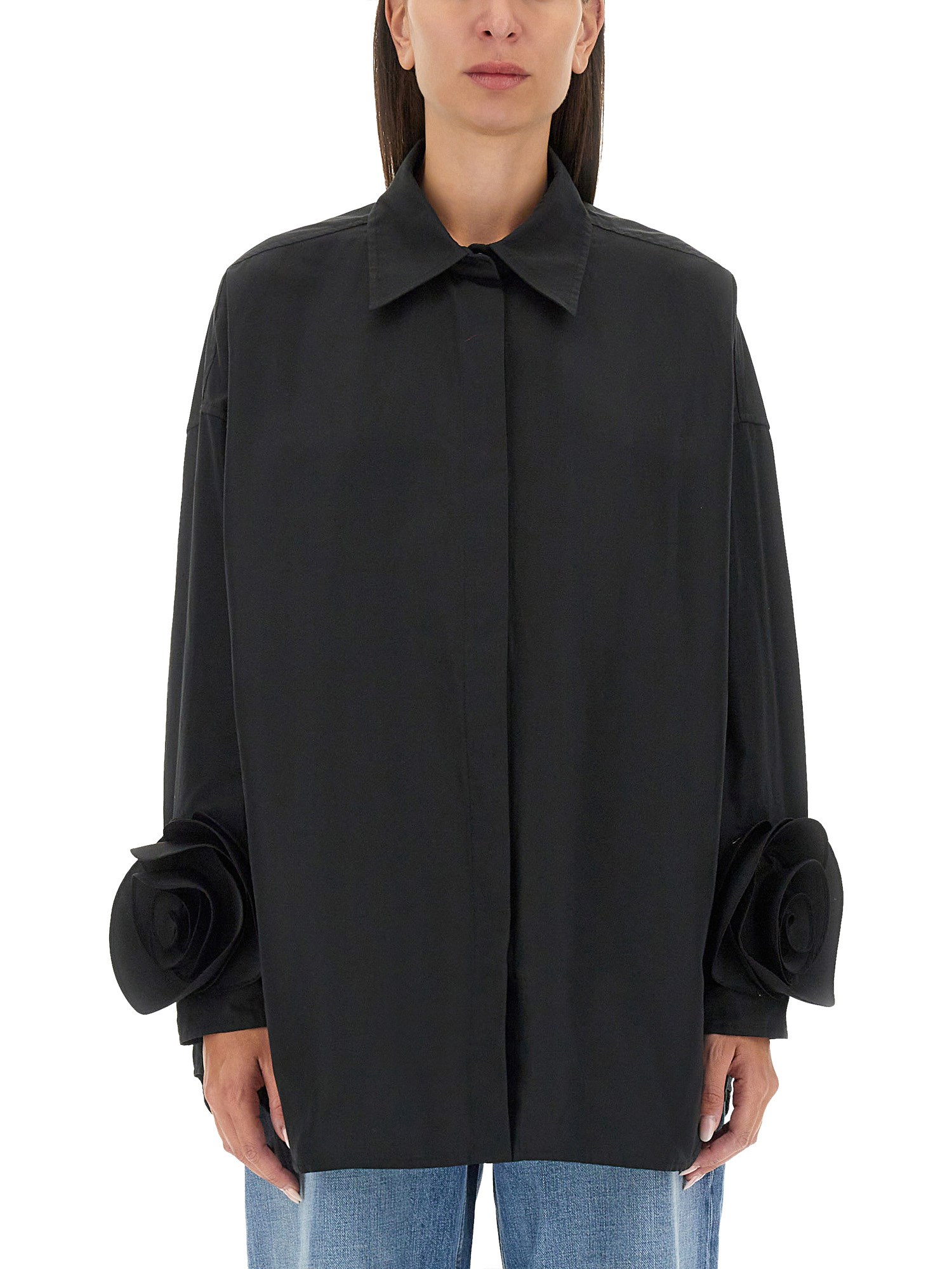 Valentino "micro Faille Overshirt With In Black