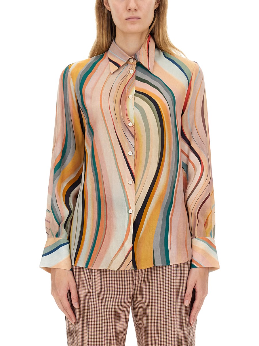 PS BY PAUL SMITH CAMICIA IN MISTO SETA CON STAMPA