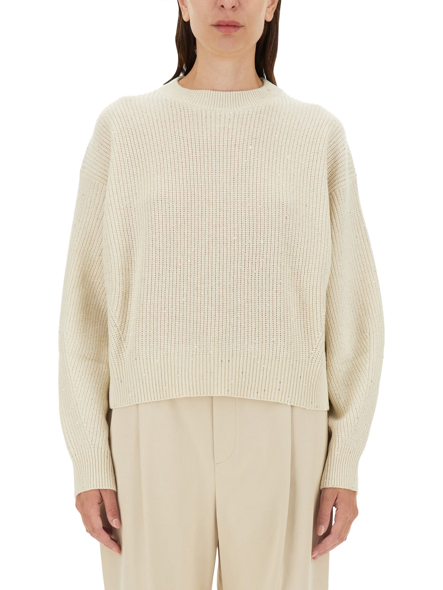 Shop Brunello Cucinelli Cashmere Sweater In White