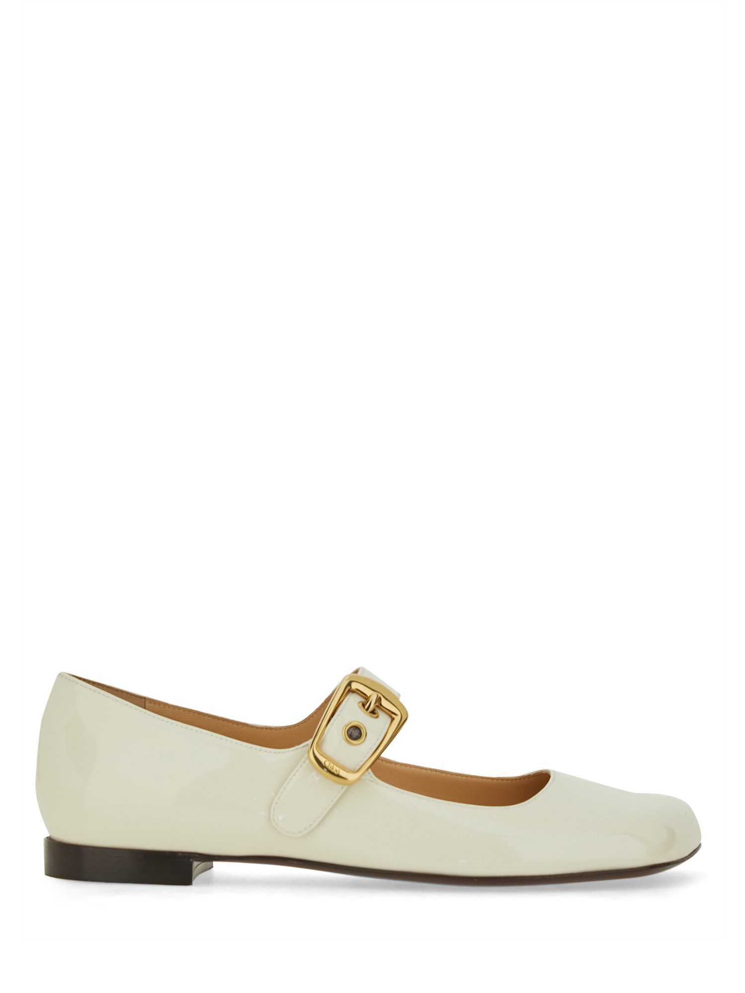 Chloé Polly Patent Ballerina Flat In Ivory