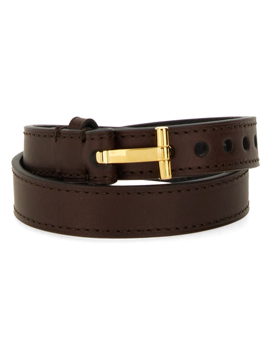 TOM FORD BRACCIALE IN PELLE CON LOGO