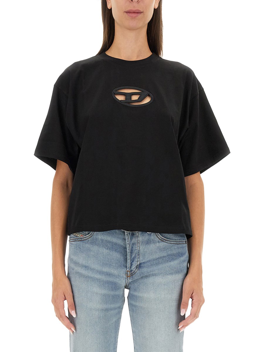 DIESEL T-SHIRT T-BUXT-CROP-OD IN JERSEY DI COTONE