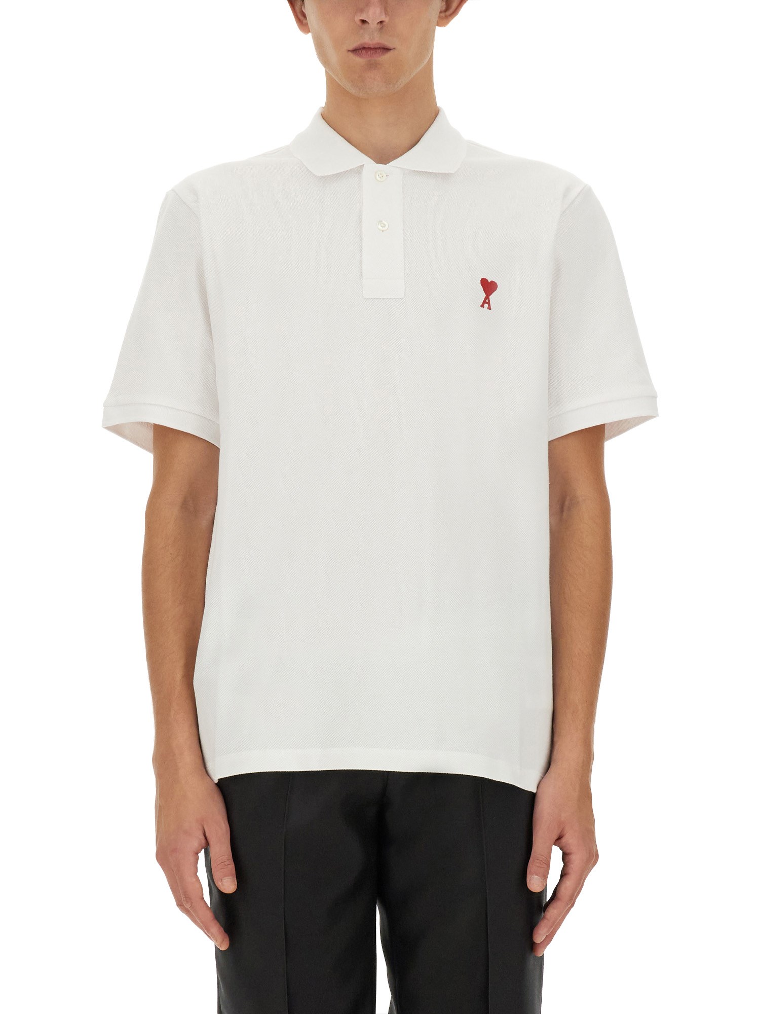 Shop Ami Alexandre Mattiussi Polo With Logo In White